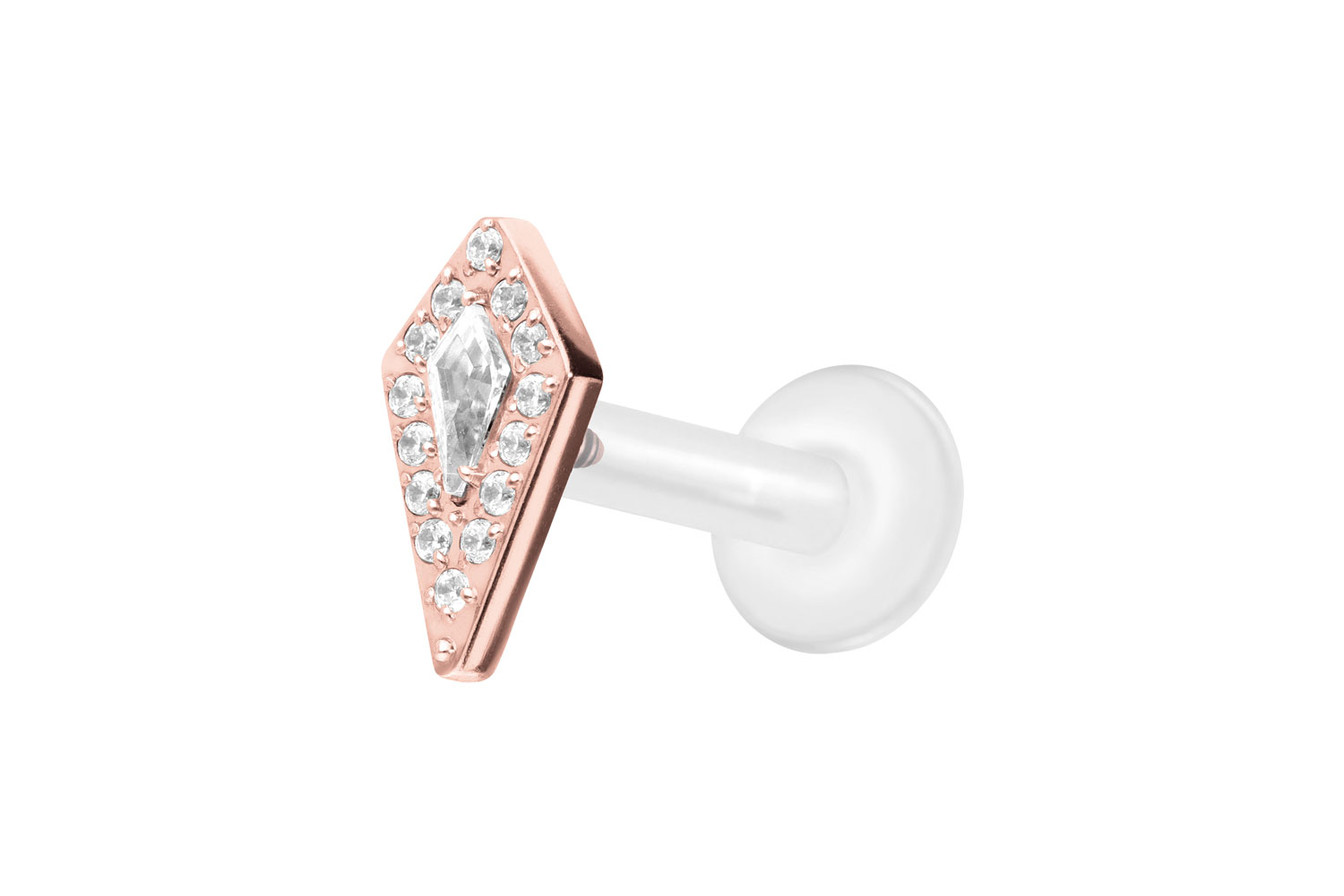 PTFE Labret Piercing mit Innengewinde + Titan-Aufsatz KRISTALLSCHILD